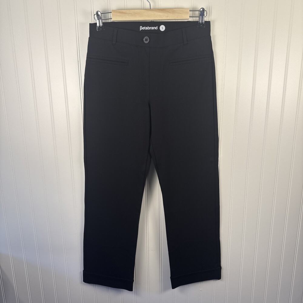 Betabrand Womens Black Straight Leg Dress Yoga Ankle Pant sz SM Stretch Ponte